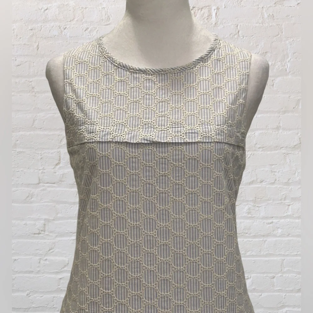 J. Crew Sear Sucker and Eyelet Shift Dress, Size 2 Preppy Nautical Cottagecore